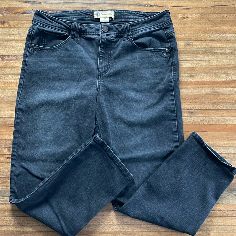 🩷Sale🩷Democracy Black High Rise Slim Straight Jeans - EUC - Size 10 - Picture 2 of 7